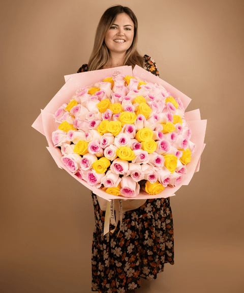 Pink & Yellow Rose Bouquet