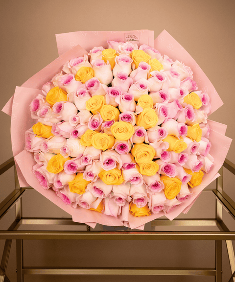 Pink & Yellow Rose Bouquet