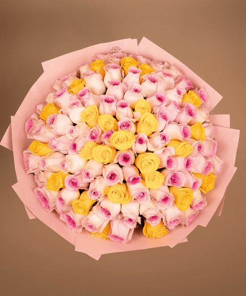 Pink & Yellow Rose Bouquet