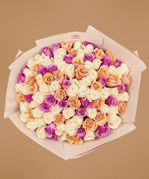 Lilac Peach Rose Bouquet