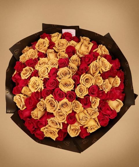 Cappuccino & Red Rose Bouquet
