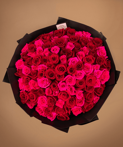 Red & Hot Pink Rose Bouquet