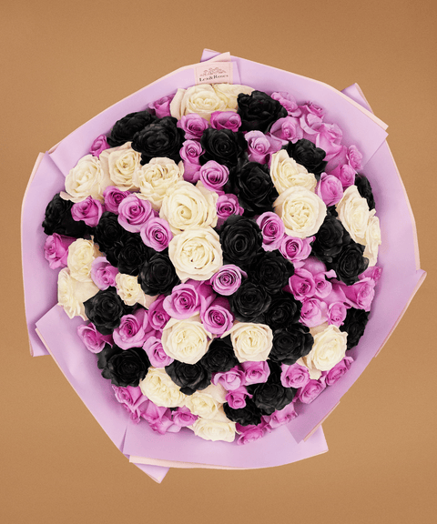 Black & Light Purple Rose Bouquet