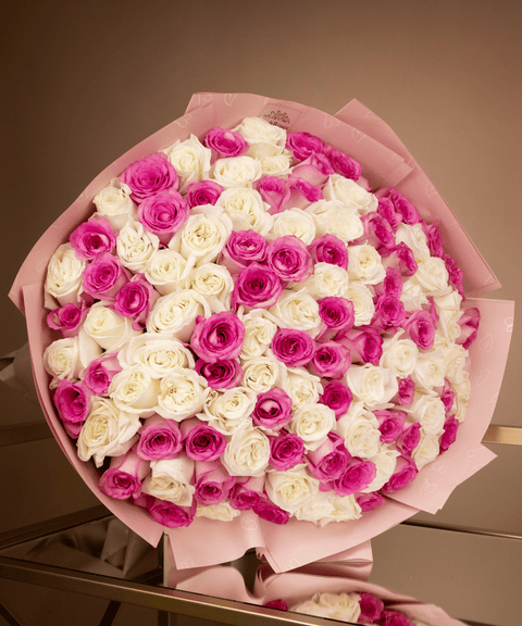 Pink & White Rose Bouquet