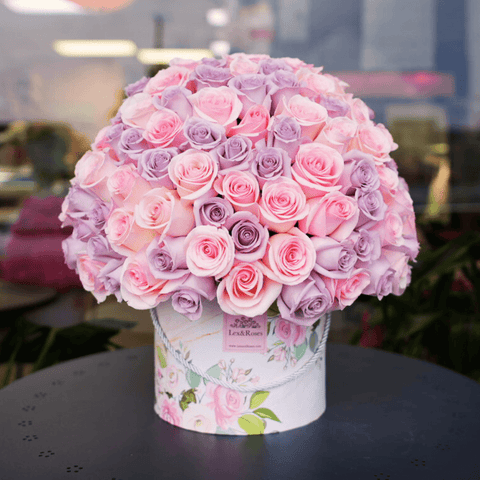 Pink & Purple Roses HatBox