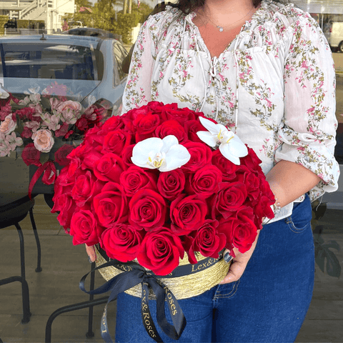 75 Red Roses Vase - Orchids