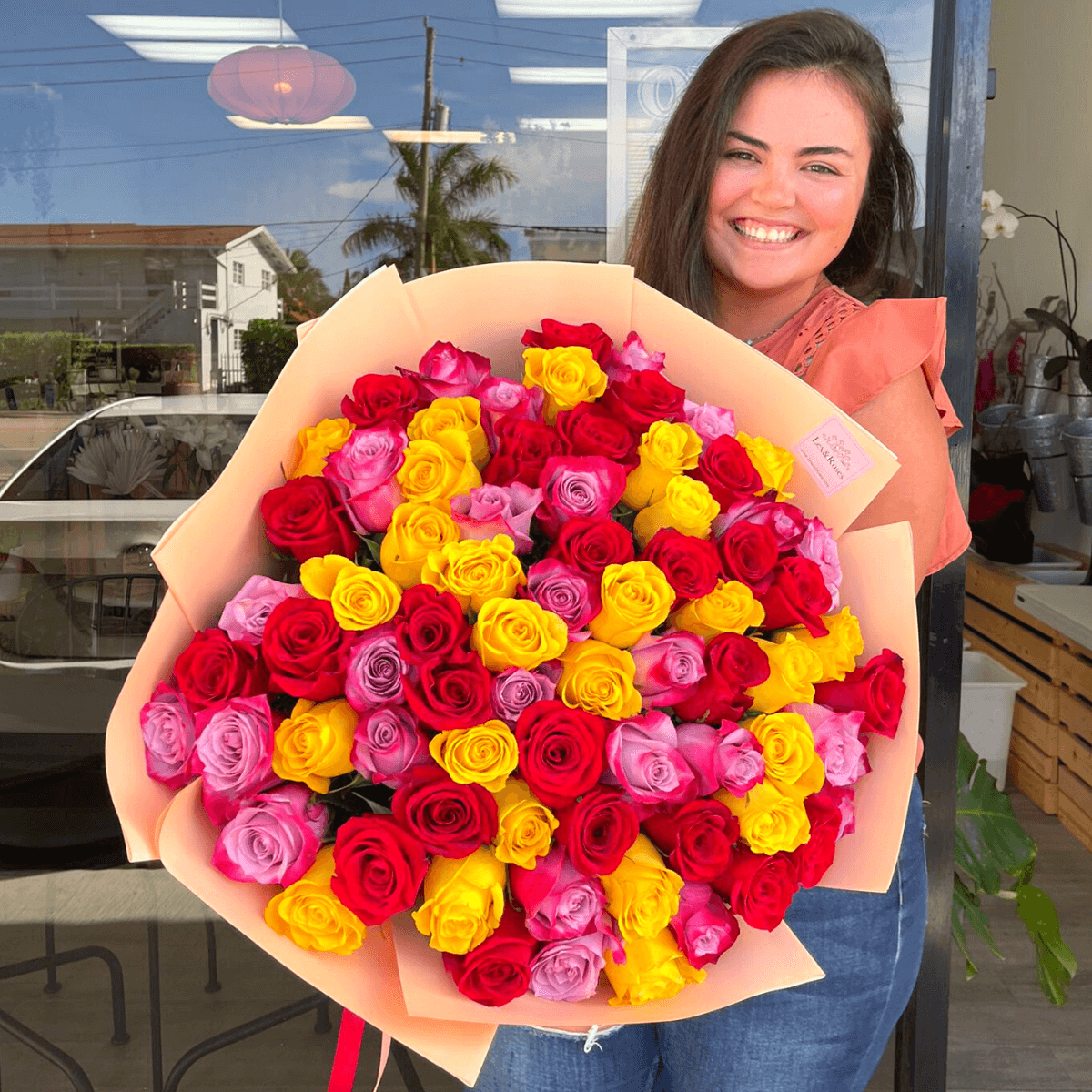 50 rose 3 color with mini crown princess bouquet ❤️ – bouquetsbyrubyhtx