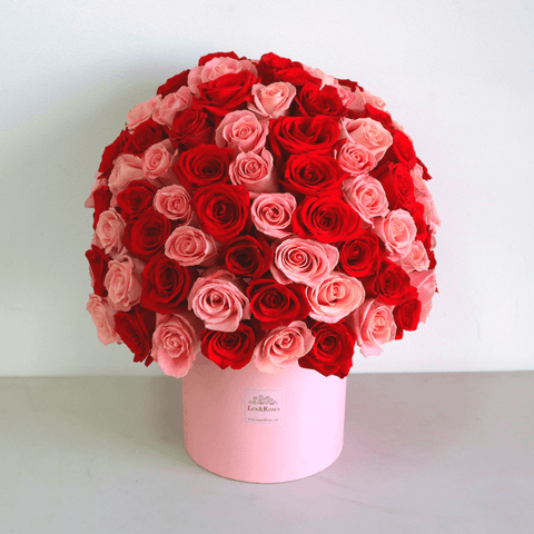Pink & Red Roses - HatBox