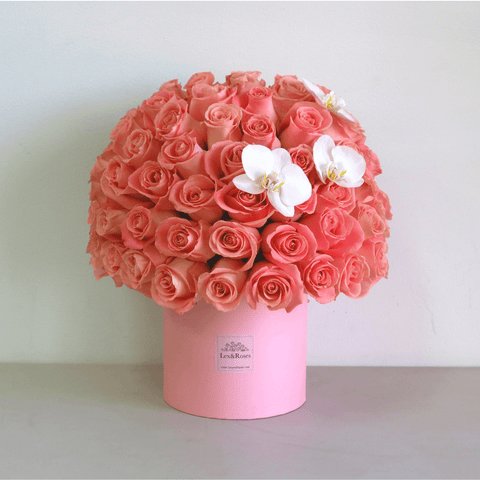 Pink Roses HatBox - Orchids
