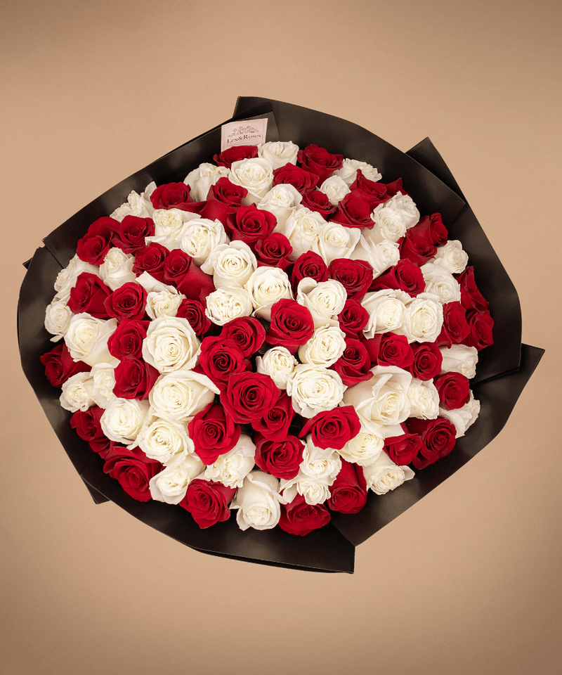 Red & White Rose Bouquet - Valentines