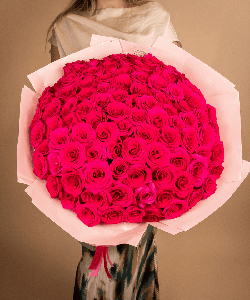 Hot Pink Rose Bouquet - Valentines