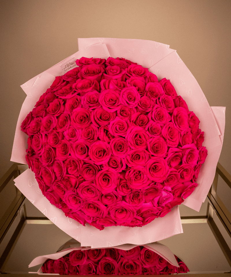 Hot Pink Rose Bouquet - Valentines