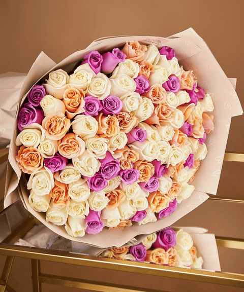 Lilac Peach Rose Bouquet