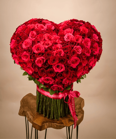 Heart Bouquet - Red & Hot