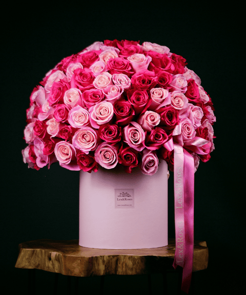 Pink & Hot Pink Roses - HatBox