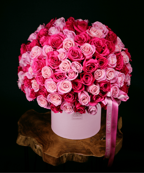 Pink & Hot Pink Roses - HatBox