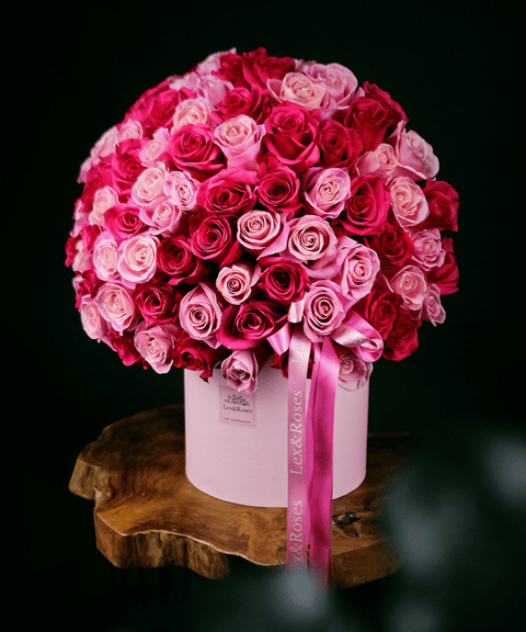 Pink & Hot Pink Roses - HatBox