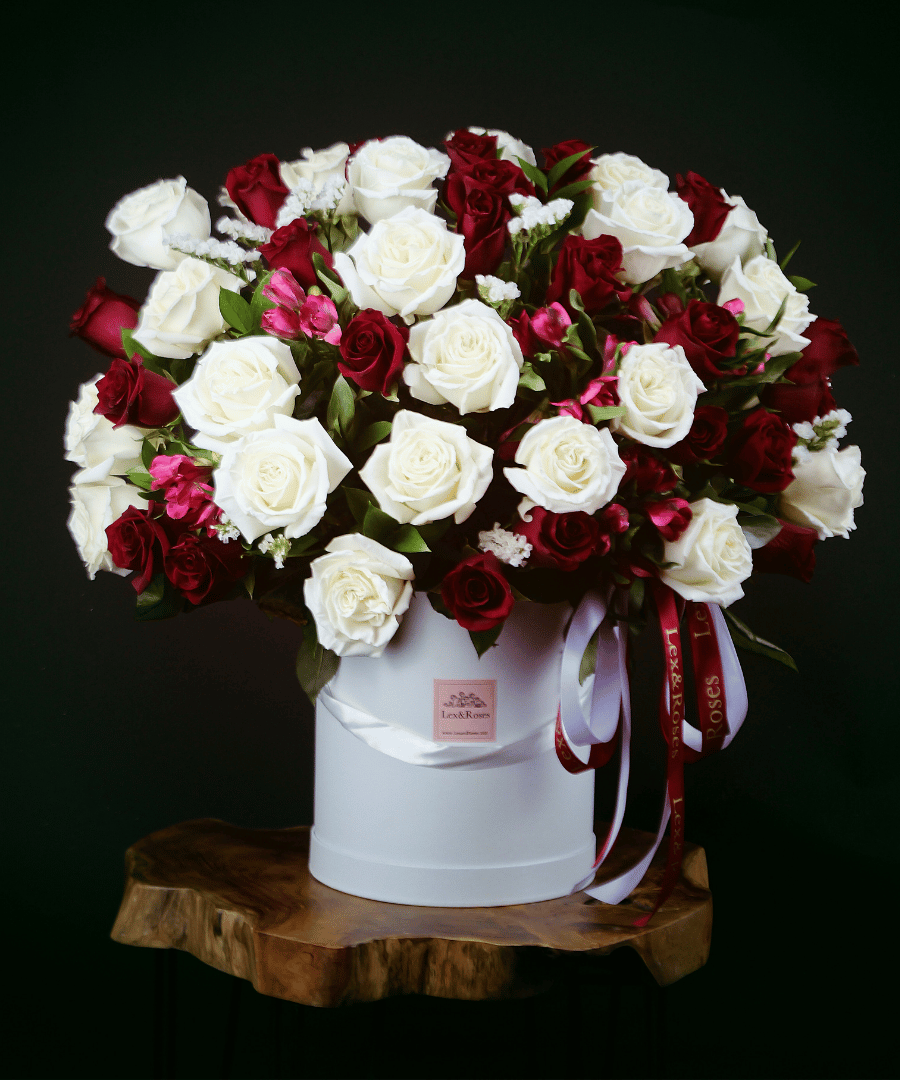 Xl50 Roses 50 Box - Red & White Roses – Lex&Roses