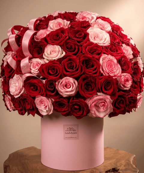 Pink & Red Roses - HatBox