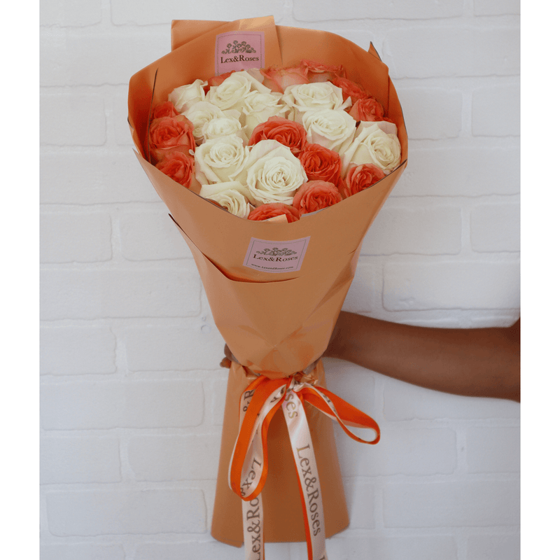 Orange & White Roses - Nationwide