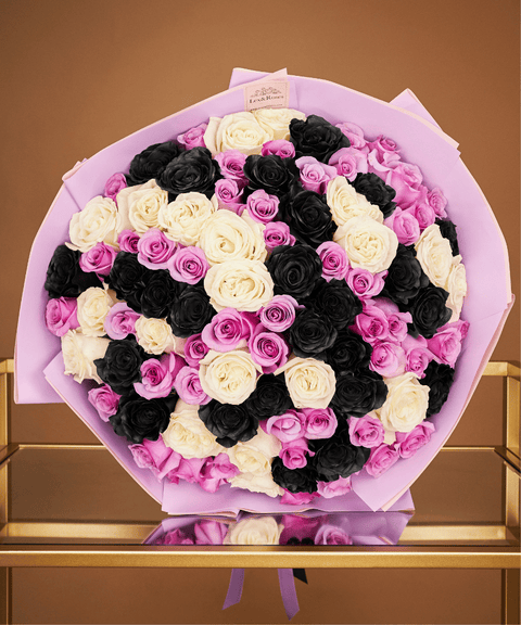 Black & Light Purple Rose Bouquet
