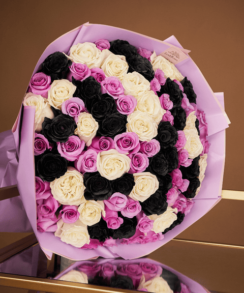 Black & Light Purple Rose Bouquet