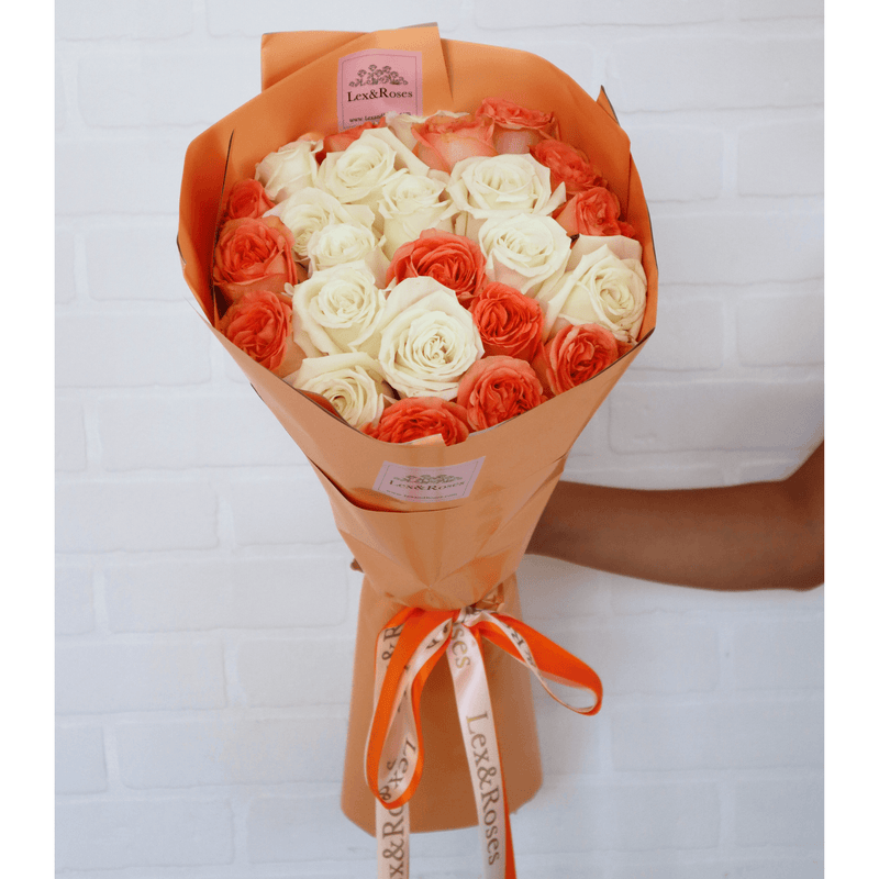 Orange & White Roses - Nationwide