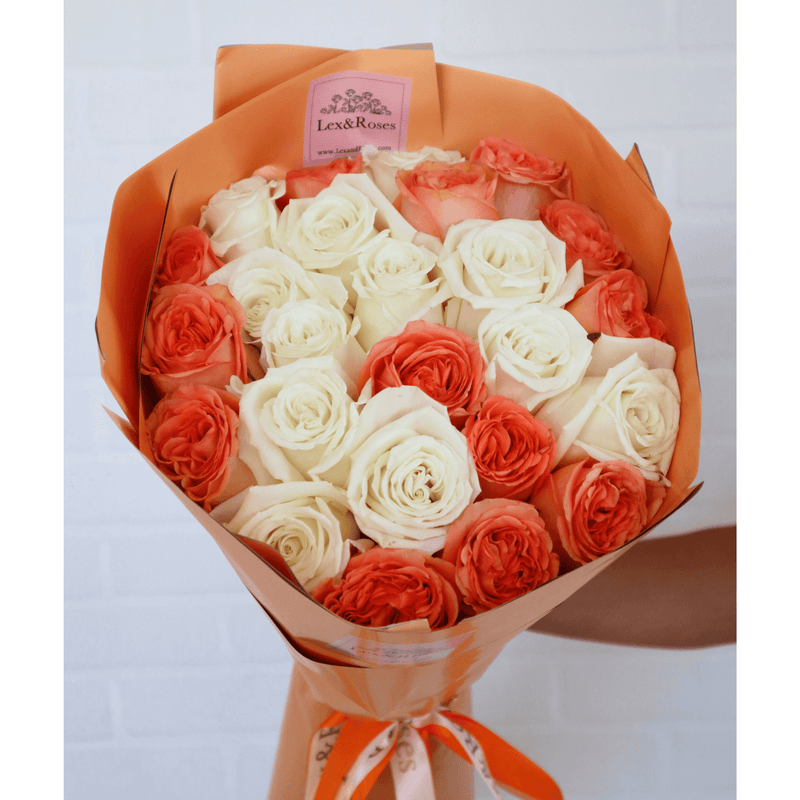 Orange & White Roses - Nationwide