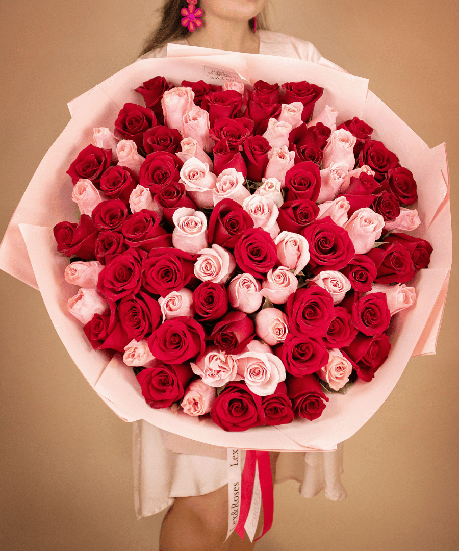 37 Red Roses Pink & Red Rose Bouquet – Lex&Roses