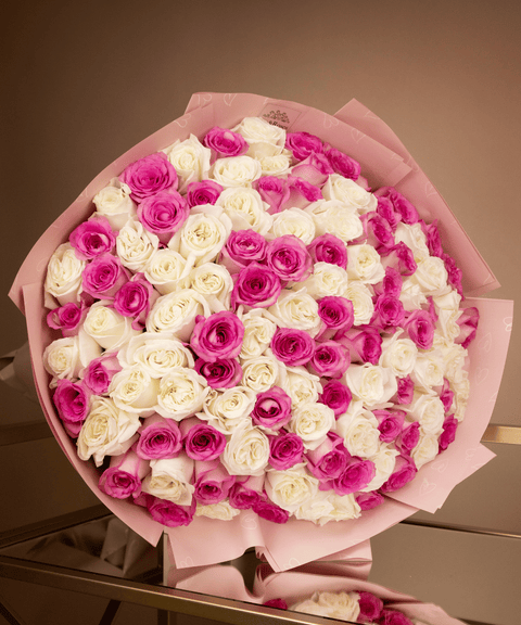 Pink & White Rose Bouquet