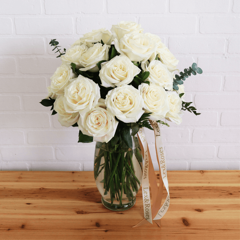 White Roses - Vase 2 Doz