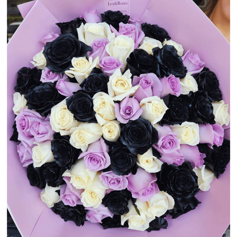 Black & Light Purple Rose Bouquet