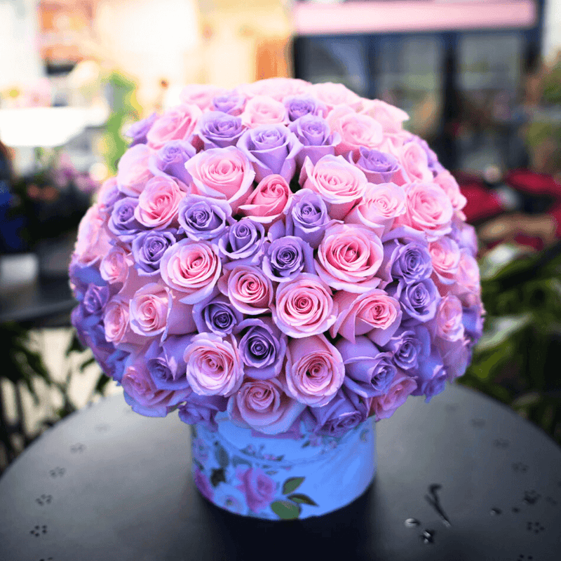Pink & Purple Roses HatBox