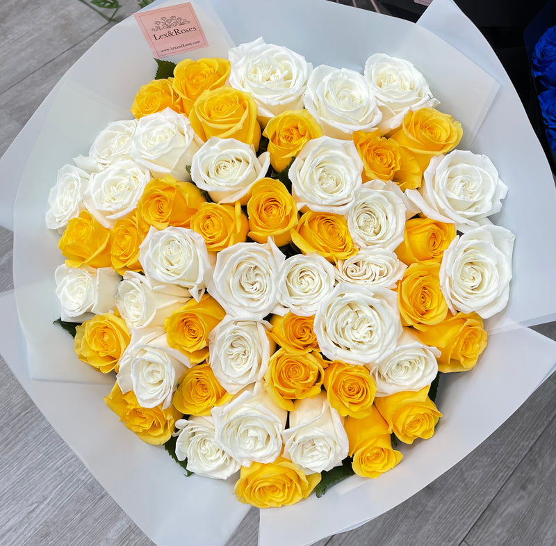 White and Yellow Rose Bouquet