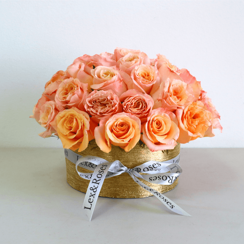 40 Peach Roses Vase