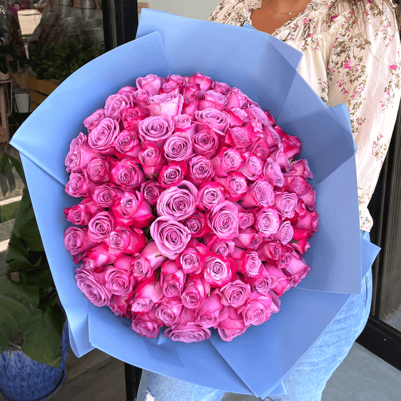 100 Purple Rose Bouquet