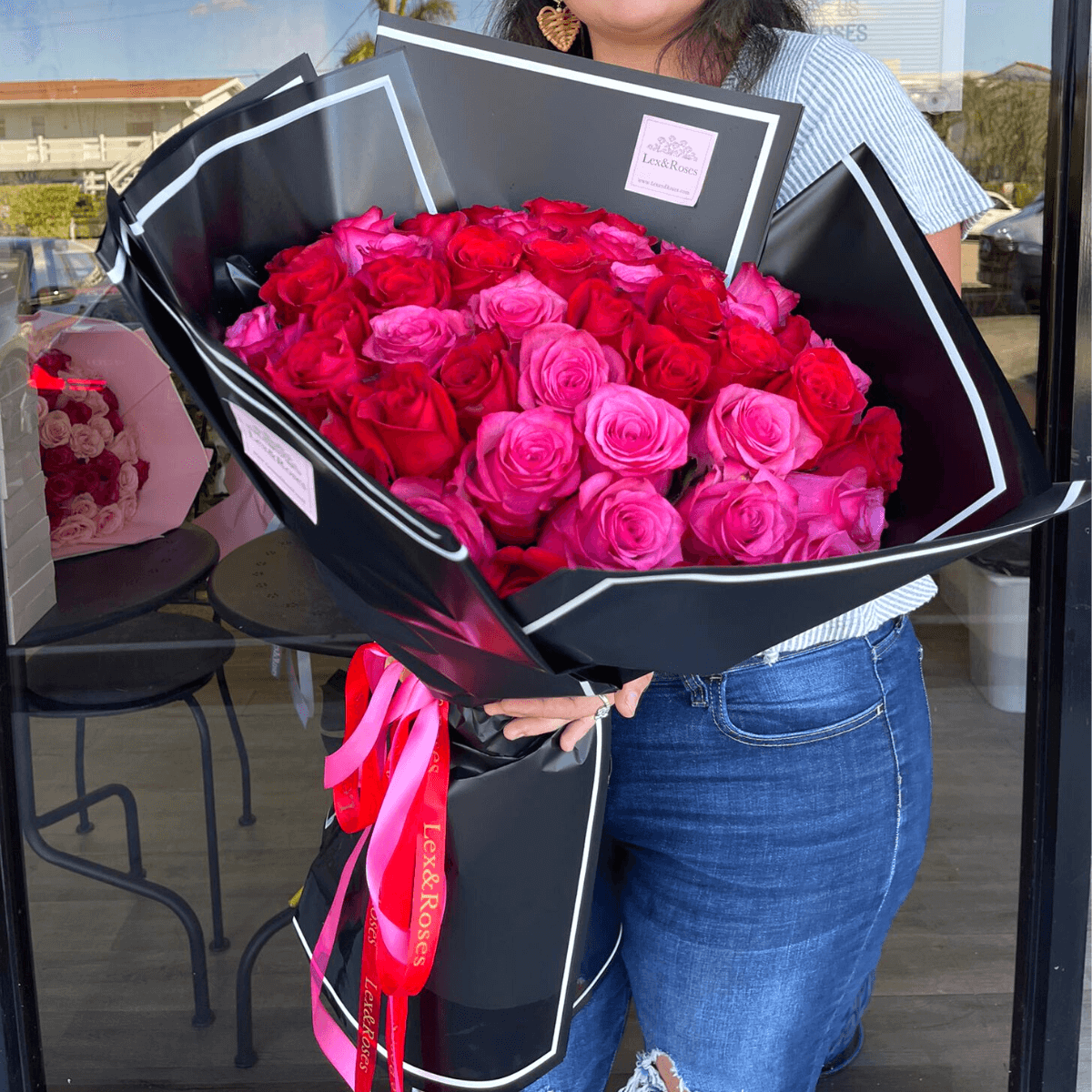 Lex Roses Red & Hot Pink Rose Bouquet โ Lex&Roses