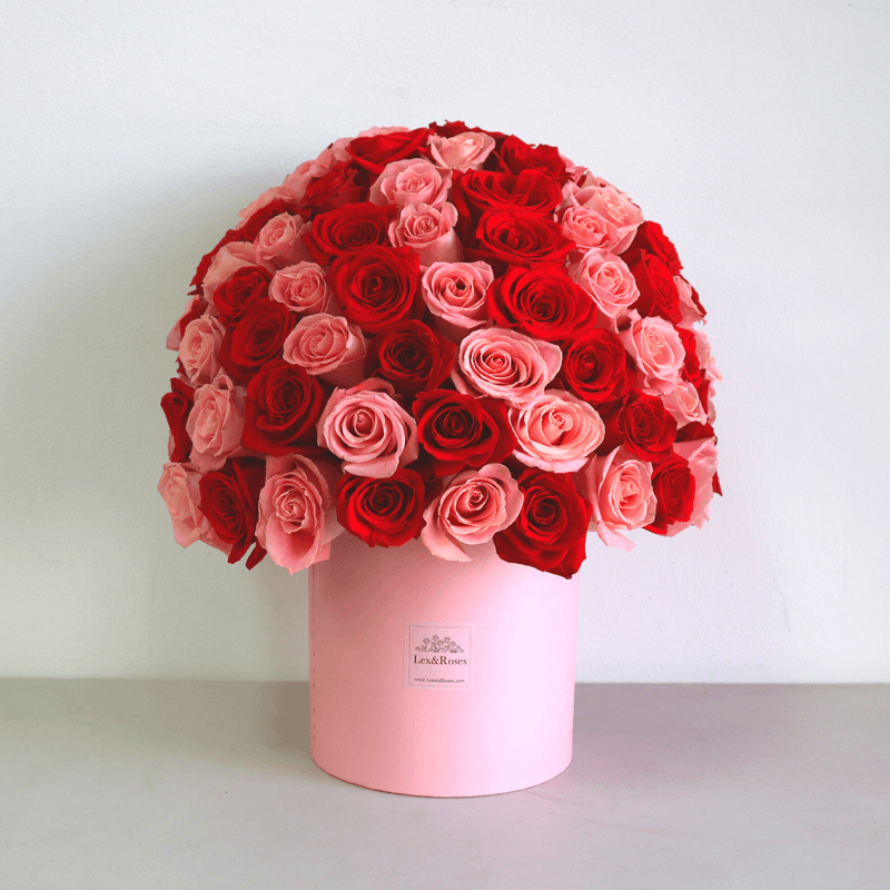 Pink & Red Roses - HatBox