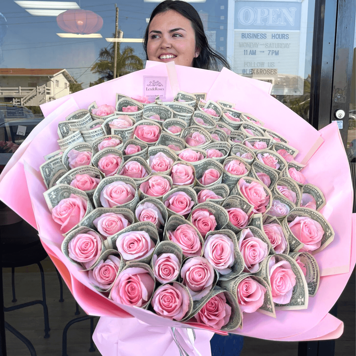 Money Rose Bouquet - Pink