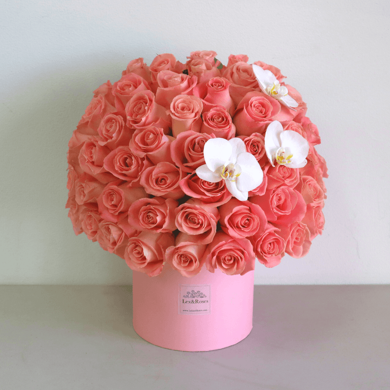 Pink Roses HatBox - Orchids